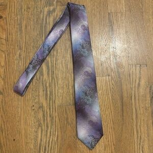 Purple Silver Grey Metallic Floral Ombré Necktie